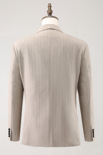 Ivory Peak Lapel Pinstripe Single Breasted 3 Piece Men's Prom Suits